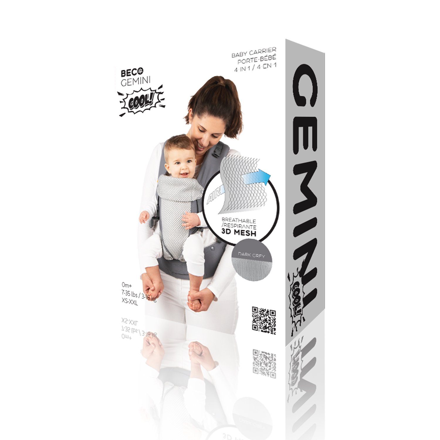 Beco Carrier Grey Beco Gemini Baby Carrier All Positions, 100